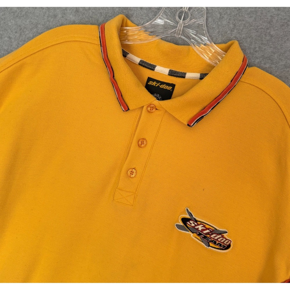 Ski-Doo Team Bombardier Snowmobile Polo Shirt Mens XL Yellow Embroidered Logo